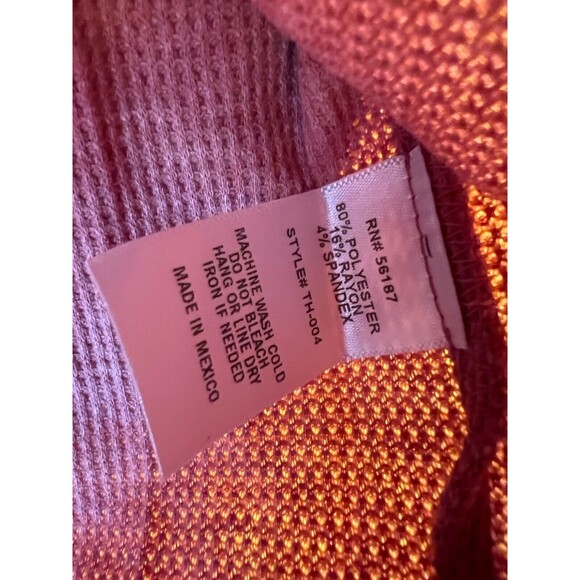 Baea Split Neck Flare Sleeve Thermal Top Womens M Pink Blush Knit Pullover NWT - Picture 6 of 8